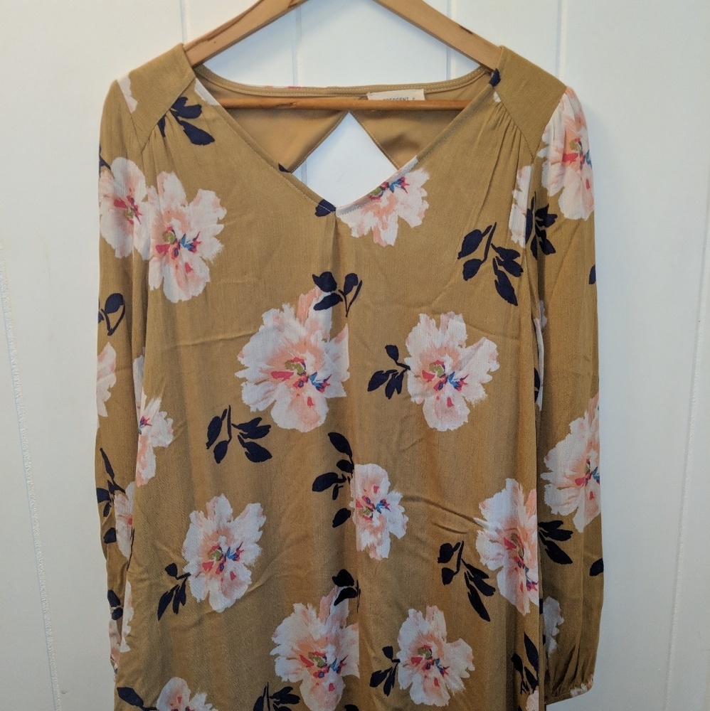 Cute Floral Mustard colored Swing Dress